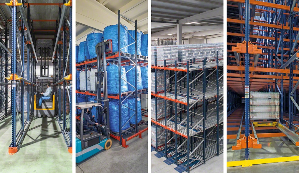 Quatro sistemas de armazenamento compacto: estantes drive-in, push-back, dinâmicas e Pallet Shuttle