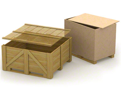 A base inferior dos contentores de madeira pode ser frágil e pouco resistente, pois costuma ser utilizada para um único envio, sem retorno.