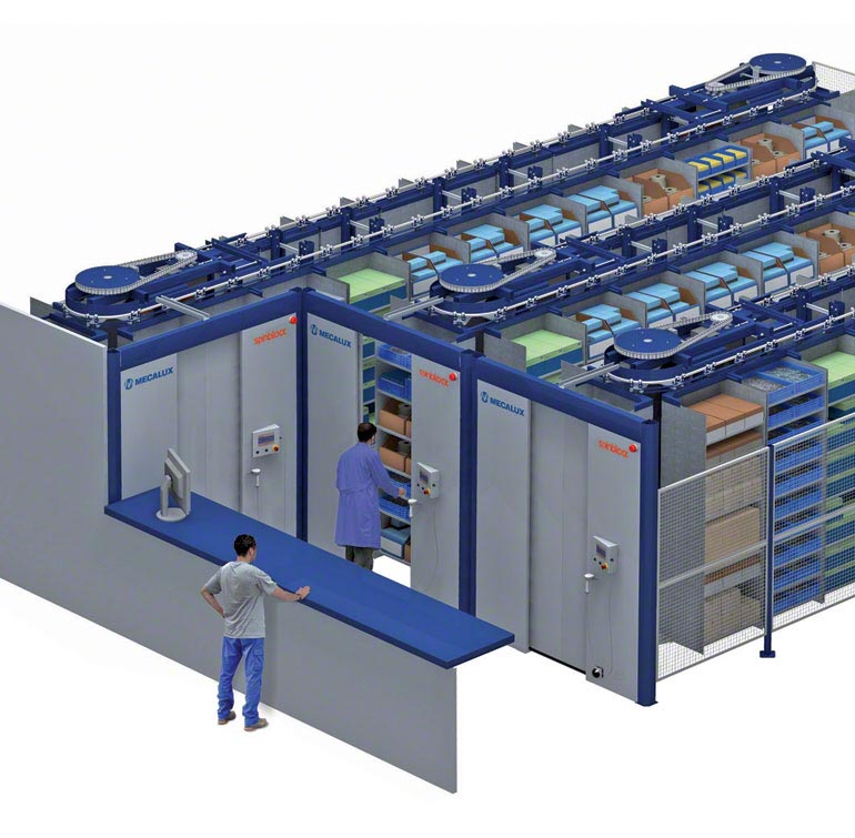 Sistema de armazenagem com carrossel horizontal