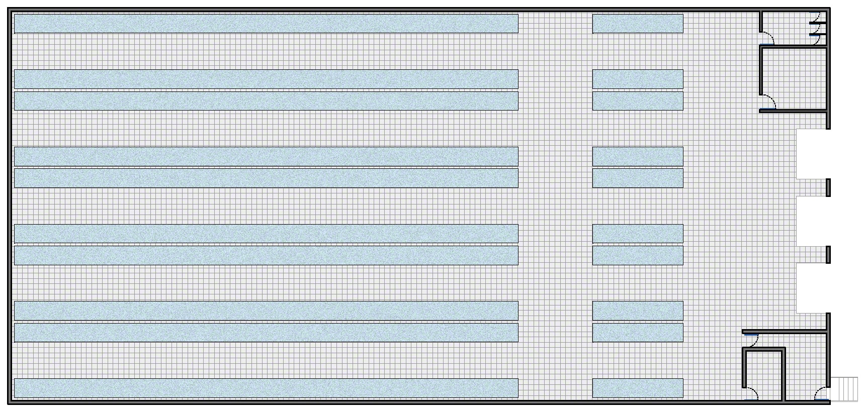 Armazém com zonas adicionais para recebimento, embalagem, consolidação e expedição.