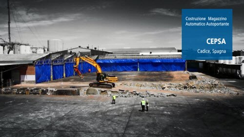 Timelapse construção armazém automático autoportante para a Cepsa, Cádiz (Espanha)