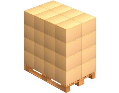 Una paleta sobre la que se colocan las cajas de embalaje que envía el proveedor. Este también puede enviar la mercancía ya paletizada (sobre una paleta).