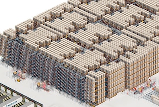 O Four-Way Pallet Shuttle é ideal para empresas com necessidades de armazenamento em massa de paletes