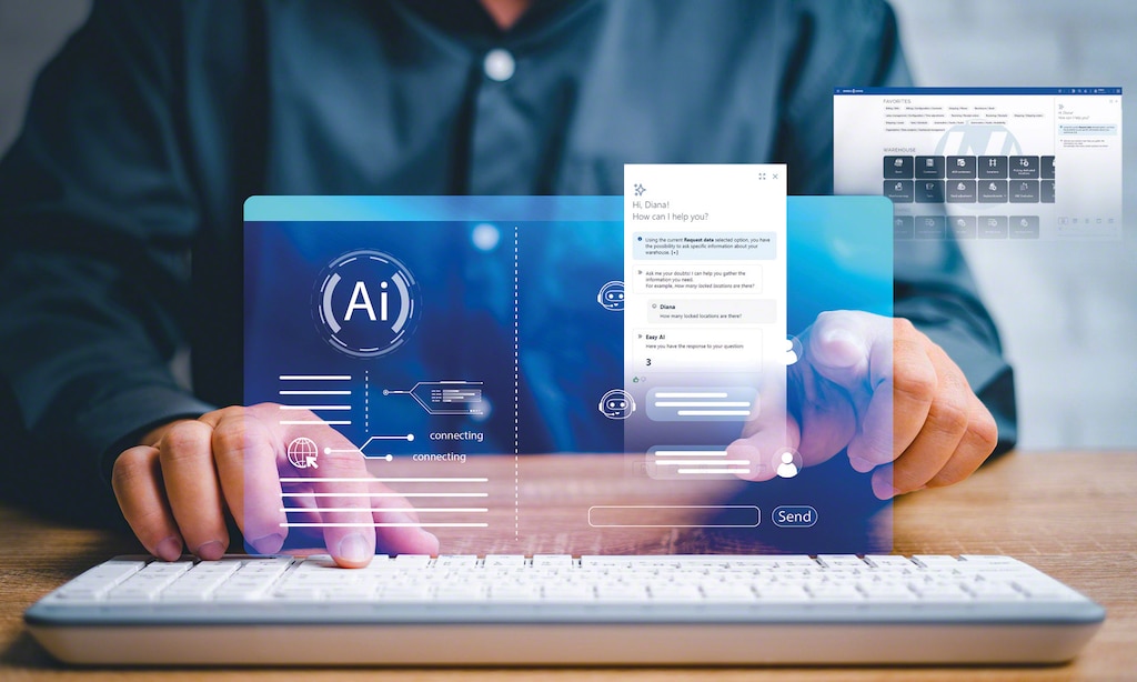 A IA generativa no Easy WMS responde a solicitações de forma conversacional