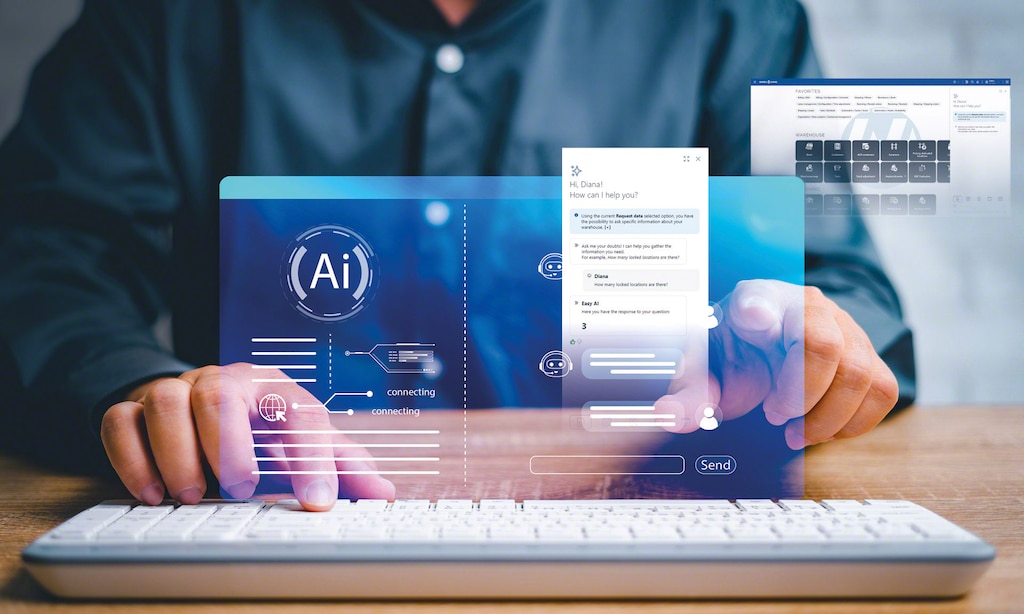 A IA generativa no Easy WMS responde às solicitações de forma conversacional