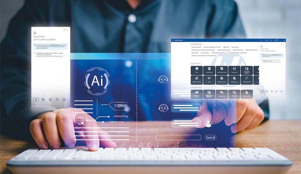 O Easy AI da Mecalux permite que os usuários interajam através de um chat capaz de interpretar e responder a perguntas complexas