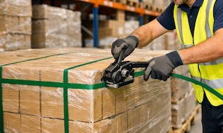 Fazer a cintagem de paletes é uma prática comum na preparação e acondicionamento de mercadoria em logística
