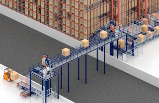 Os elevadores de carga também podem ser utilizados para interligar diferentes armazéns através de túneis elevados