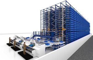 A estação de picking de alto desempenho pode ser integrada ao Sistema Shuttle para agilizar a preparação de pedidos