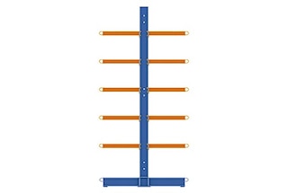 A estante cantilever dupla consegue dobrar a capacidade de armazenamento em relação à simples