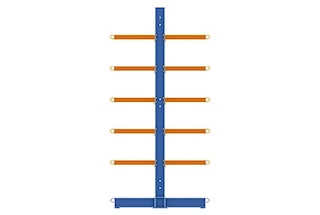 A estante cantilever dupla consegue dobrar a capacidade de armazenamento em relação à simples