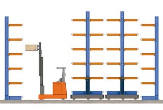 A estrutura cantilever móvel aumenta a capacidade de armazenamento