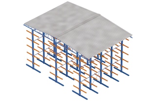 As coberturas protegem o sistema de armazenagem cantilever instalado em áreas externas