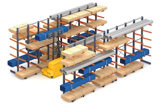 O sistema cantilever da Mecalux é ideal para tubos, perfis e chapas