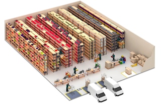 A prateleira mini porta pallet M55 para picking dinamiza a preparação e expedição de pedidos