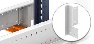 Suporte interior de trilho nas estantes Pallet Shuttle