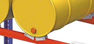 Suportes para tambores e bobinas em estruturas porta paletes