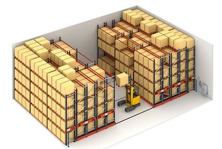 Estrutura porta palete sobre bases móveis