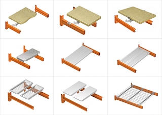 As estruturas porta paletes podem ser equipadas com uma vasta gama de prateleiras