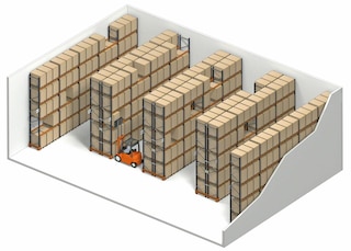 Os porta paletes de profundidade simples oferecem acesso direto a cada unidade de carga