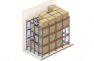 As estruturas push back são um sistema de armazenamento compacto com acesso à mercadoria em apenas um corredor
