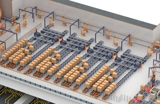 Os transportadores aéreos industriais são adequados para abastecer canais de pré-carga em áreas de expedição